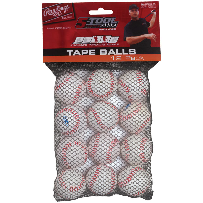 Rawlings 5-Tool Training Tape Ball 5\" (1 Dozen) TAPEBALL12IN