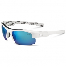 Under Armour Kids NITRO L Sunglasses Shiny White/Charcoal with Blue Lens