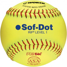 Worth Sof-Dot RIF Level 1 Fastpitch Softball ASA 11" (1 Dozen) SR11RYSA