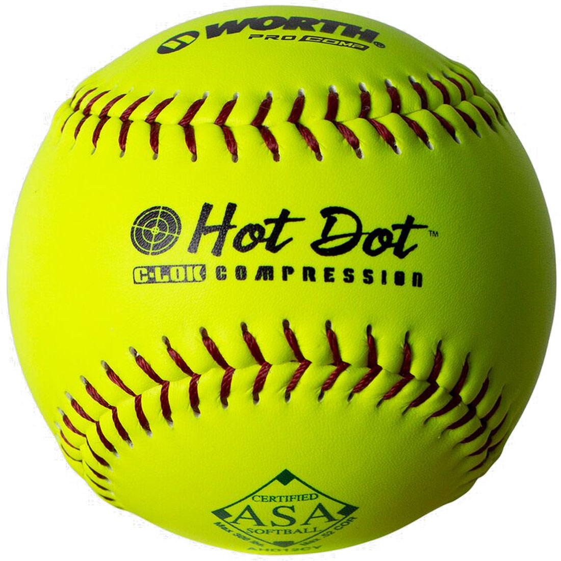 Worth 12\" ASA Hot Dot SYCO Slowpitch Softball (1 Dozen) AHD12CY