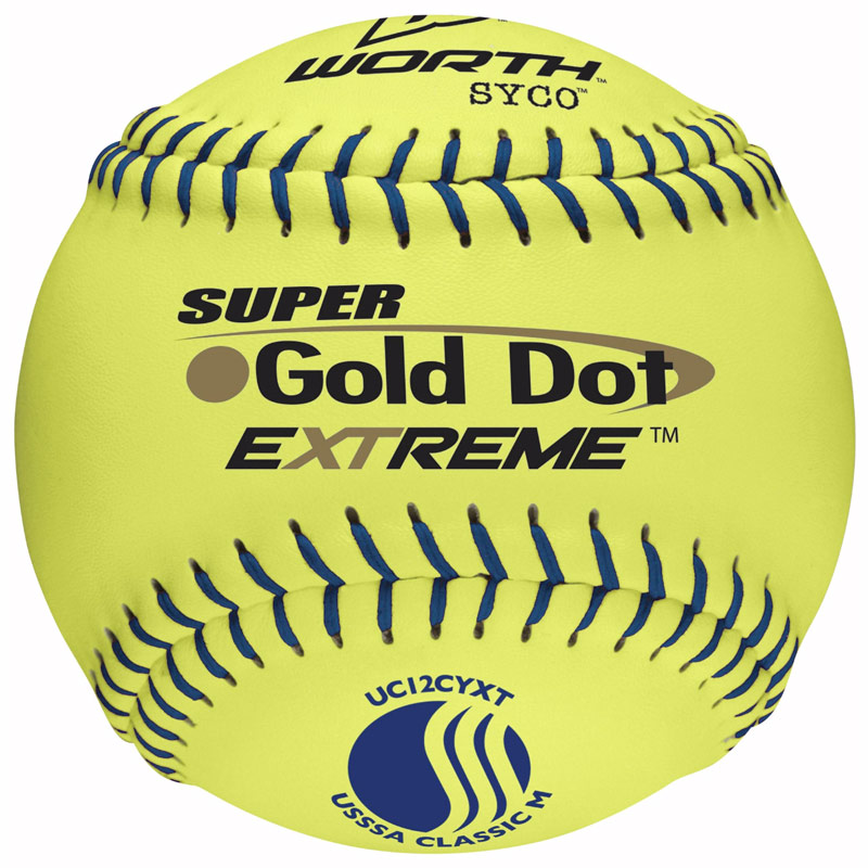 Worth 12\" USSSA Super Gold Dot Extreme Slowpitch Softball (1 Dozen) UC12CYXT