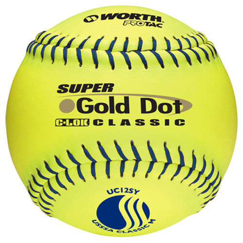 Worth 12\" USSSA Super Gold Dot Classic C-LOK Technology Slowpitch Softball (1 Dozen) UC12SY W602385