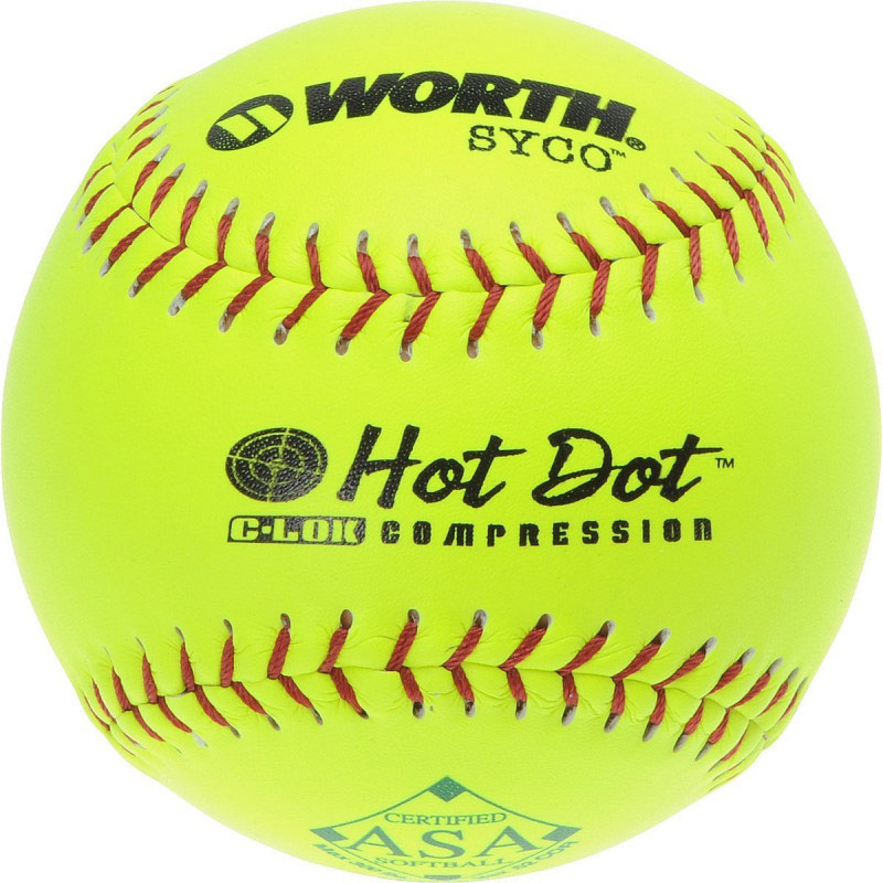 Worth 12\" ASA Hot Dot SYCO Slowpitch Softball (1 Dozen) AHD12CY