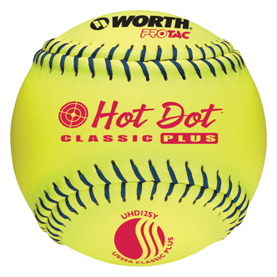 Worth 12\" USSSA Hot Dot Synthetic Cover Slowpitch Softball (1 Dozen) UHD12SY