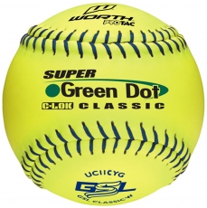 Worth 11" GSL Super Green Dot Classic Slowpitch Softball (1 Dozen) UC11CYG