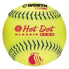 Worth 12" USSSA Hot Dot Synthetic Cover Slowpitch Softball (1 Dozen) UHD12SY